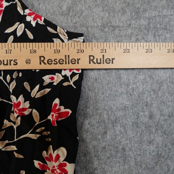 J Jill Dress Womens Large Black Floral Sleeveless Collared Midi Dress Pockets - Picture 5 of 10